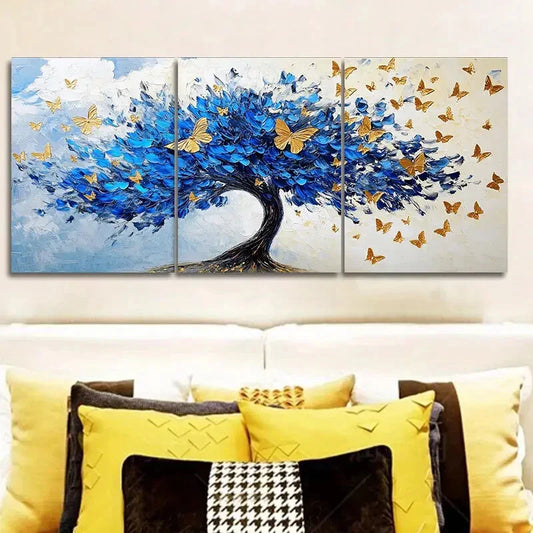3pcs An abstract tree with golden leaves Wall Art Set Canvas Framed 40x60cm - High Quality Print 100% Australian Made Wall Canvas Ready to Hang