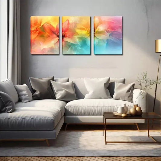 3pcs Attractive Decorations, Hazy Lilies Wall Art Set Canvas Framed 40x60cm - High Quality Print 100% Australian Made Wall Canvas Ready to Hang