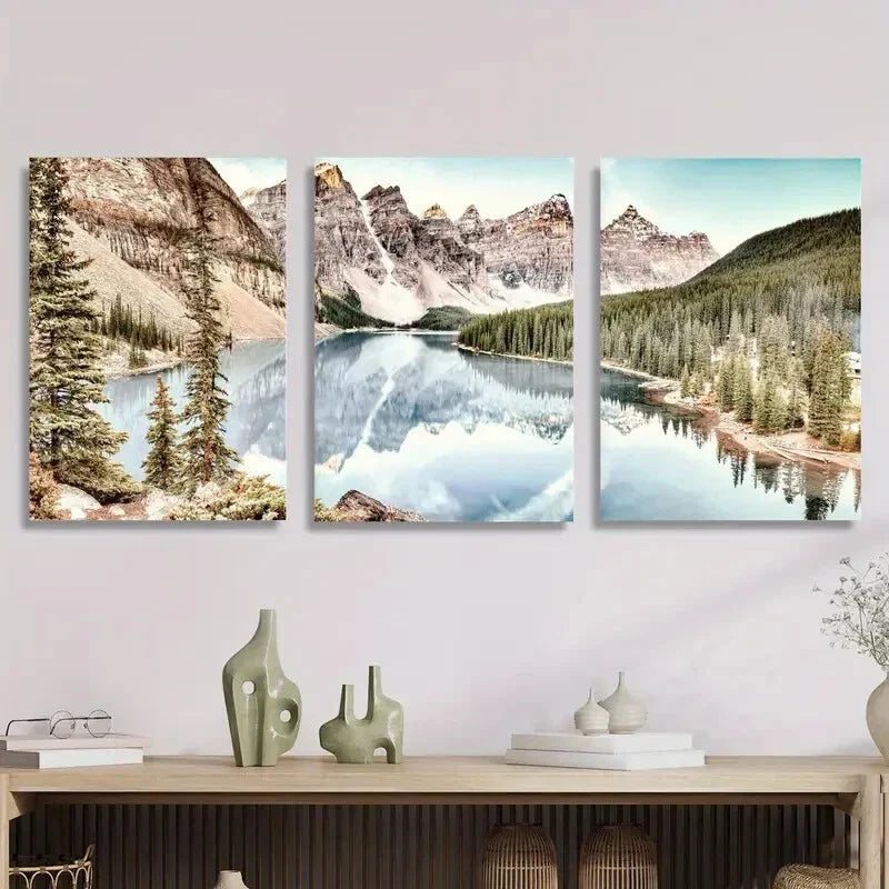 3pcs Canada Banff National Park Nordic Mountain Metal Print Ready to Hang Art