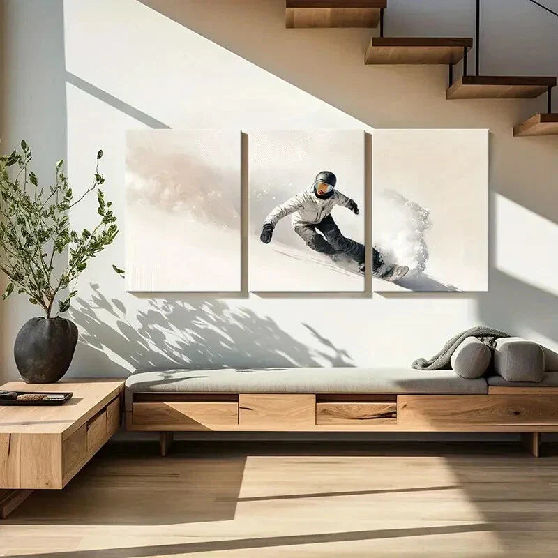 3pcs Snowboarder In Motion Dynamic Pose Metal Print Ready to Hang Art