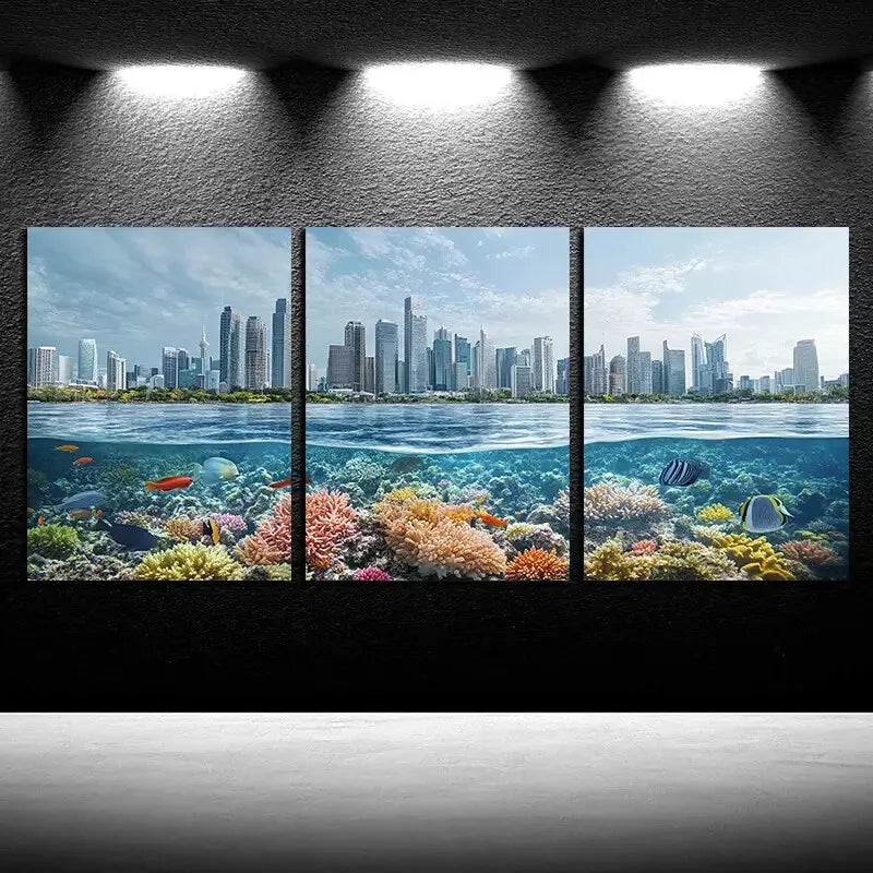 3pcs Ocean City Scene Canvas Framed 40x60cm - High Quality Print 100% Australian Made Wall Canvas Ready to Hang