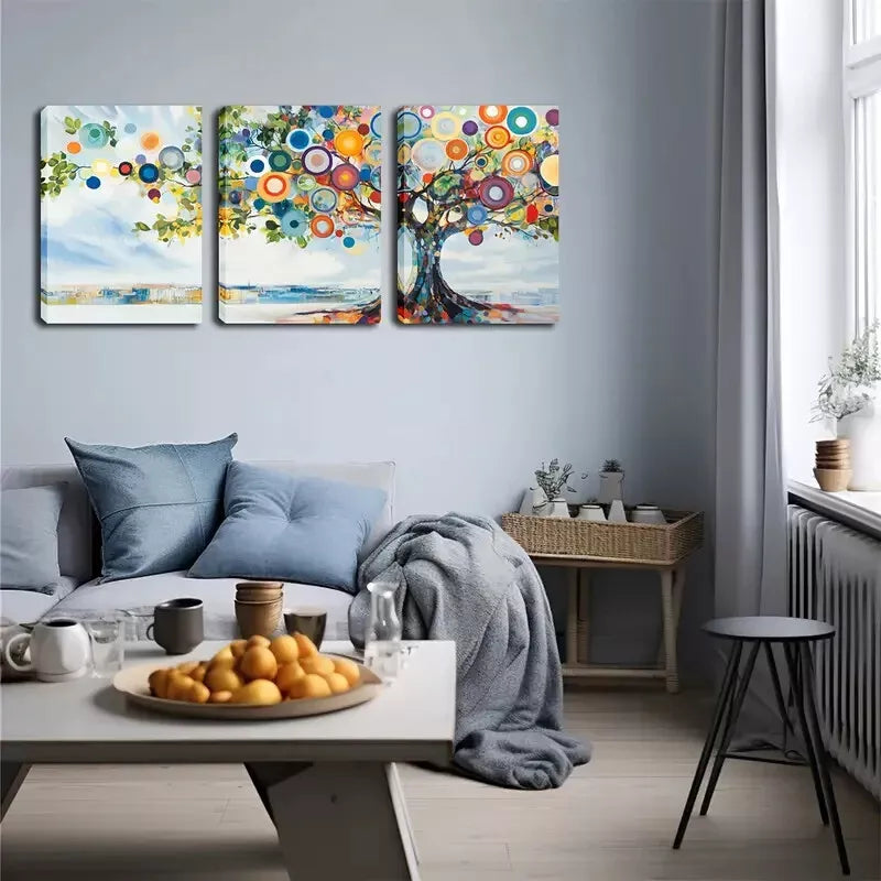 3pcs Abstract Very Dense Tree Wall Art Set Canvas Framed 40x60cm - High Quality Print 100% Australian Made Wall Canvas Ready to Hang