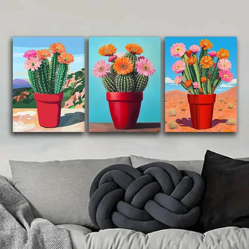 3pcs Cactus Plant Art Print Poster Metal Print Ready to Hang Art
