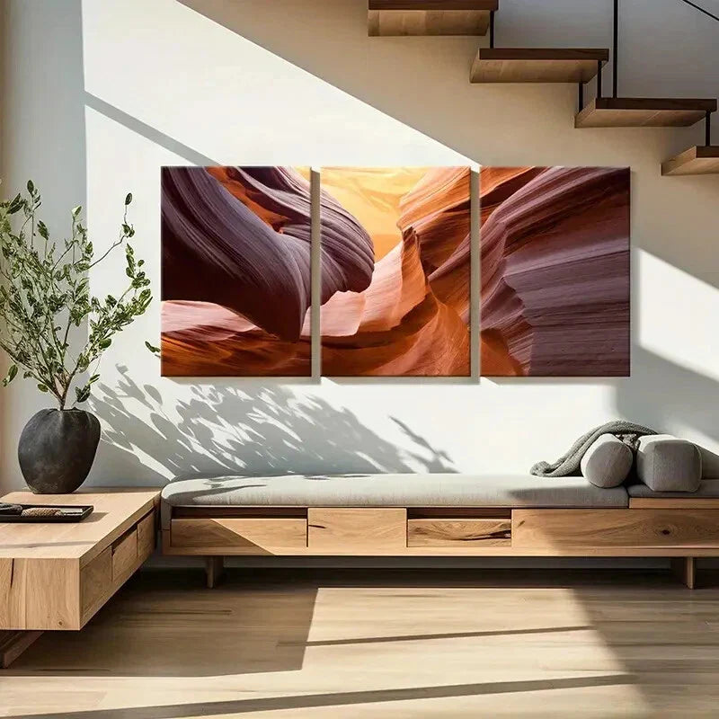 3pcs Abstract Style Aesthetics, Mountain Rock Metal Print Ready to Hang Art