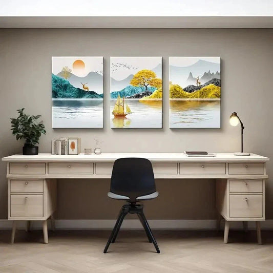 3pcs Fashion Abstract Landscape Metal Print Ready to Hang Art