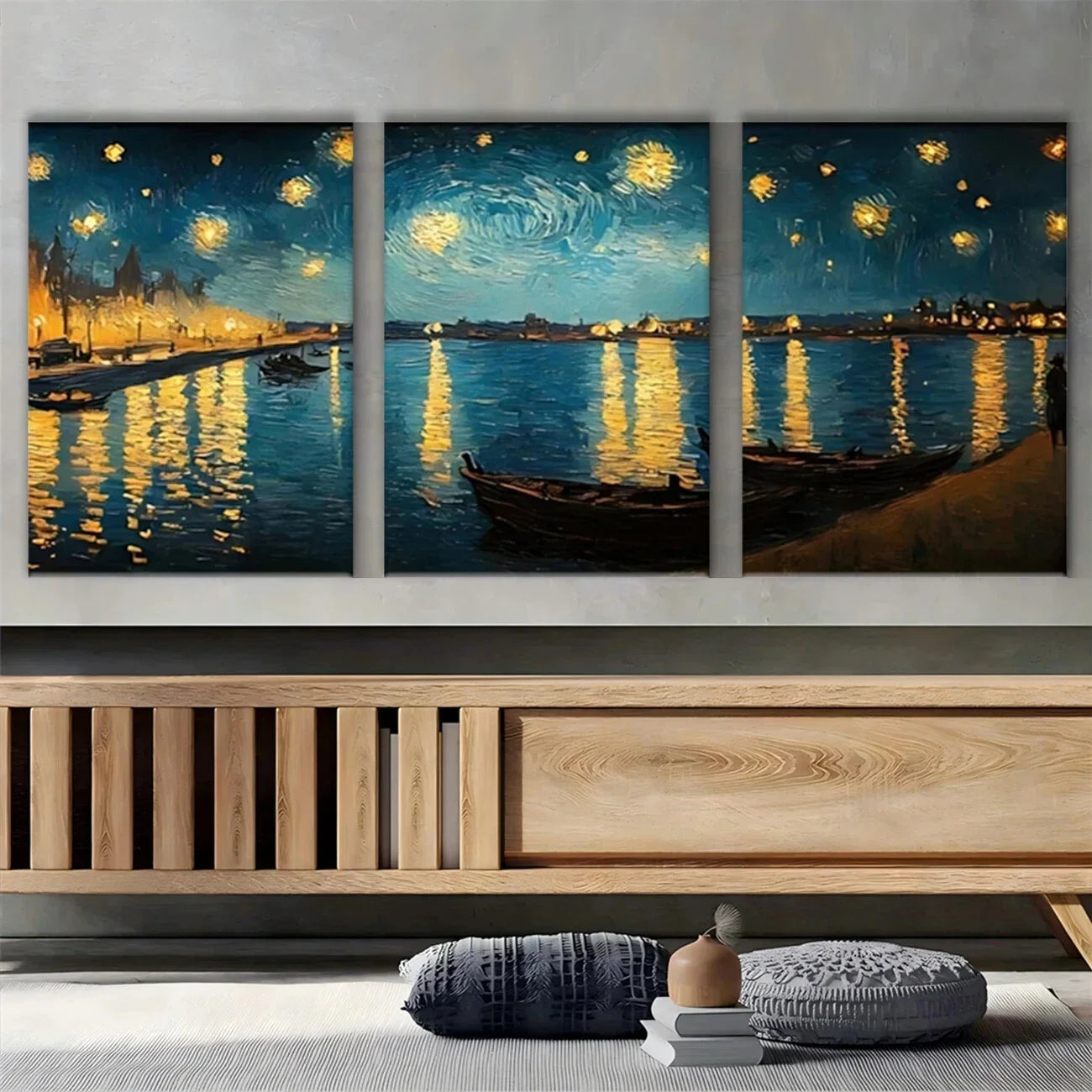 3pcs Van Gogh Starry Sky Vintage Metal Print Ready to Hang Art