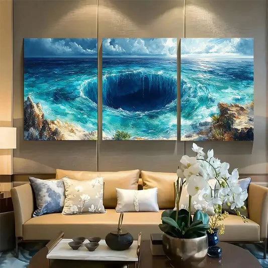 3pcs The Great Blue Hole Travel Metal Print Ready to Hang Art