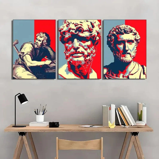 3pcs Celebrity Sculpture Retro Posters Art Metal Print Ready to Hang Art