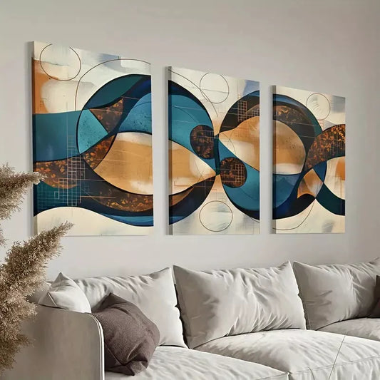 3pcs Boho Abstract Color Canvas Framed 40x60cm - High Quality Print 100% Australian Made Wall Canvas Ready to Hang