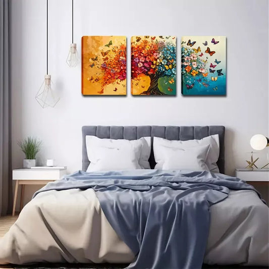 3pcs Imaginary Trees And Butterflies Wall Art Set Canvas Framed 40x60cm - High Quality Print 100% Australian Made Wall Canvas Ready to Hang