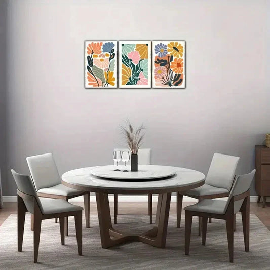 3pcs Flowers Interpretation Flower Decoration Metal Print Ready to Hang Art