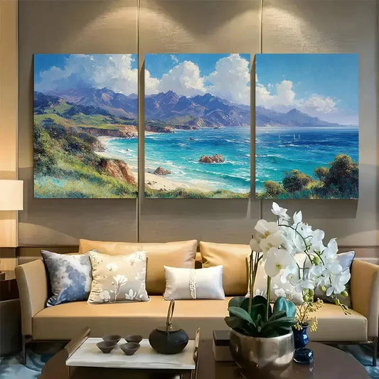 3pcs Big Sur Coastline Dramatic Sky & Ocean Metal Print Ready to Hang Art