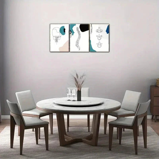 3pcs Enhancements Human Skeleton Geometric Metal Print Ready to Hang Art