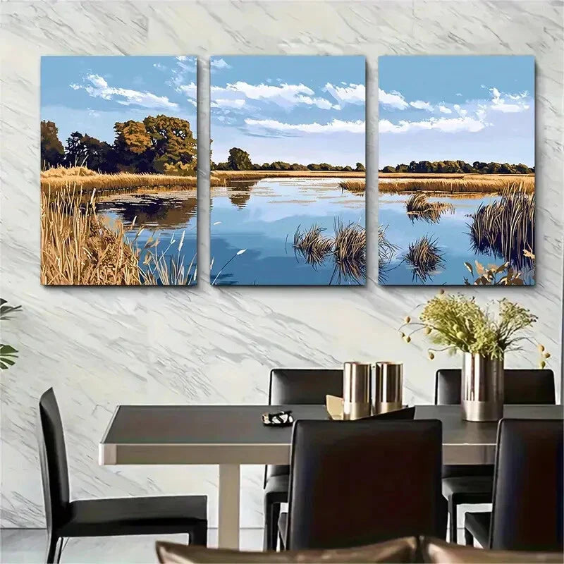 3pcs Norfolk Broads England Countryside Metal Print Ready to Hang Art