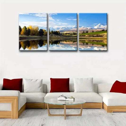 3pcs Hushan Landscape Painting Metal Print Ready to Hang Art