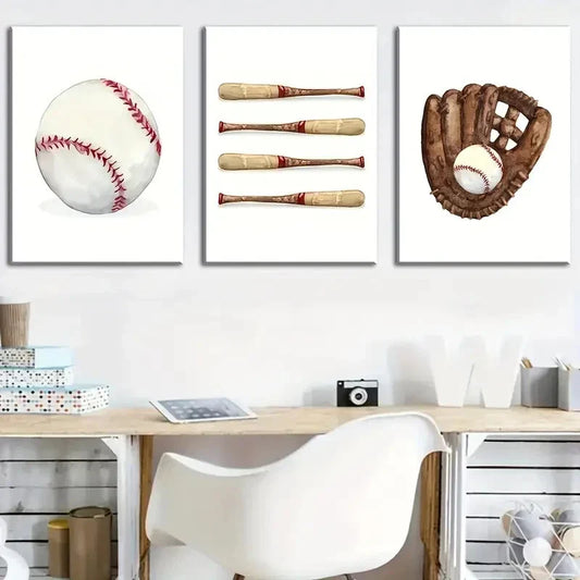 3pcs gift for baseball sports fansMetal Print Ready to Hang Art