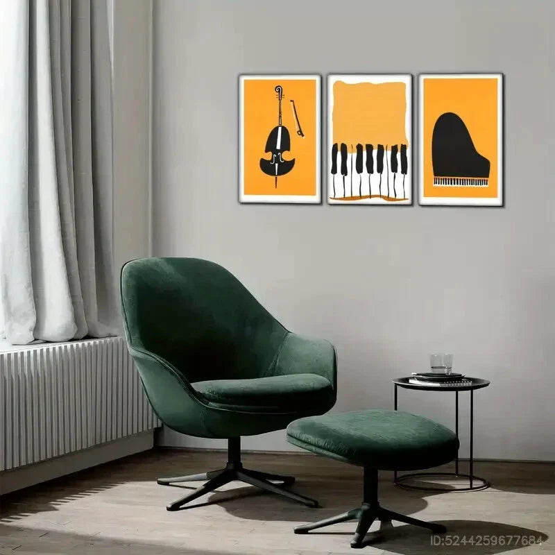3pcs Sublimation Piano Double Bass Music Print Metal Print Ready to Hang Art