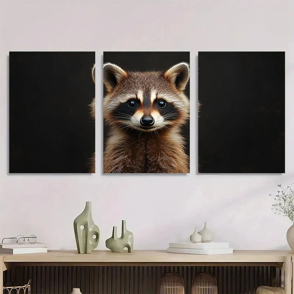3pcs Modern Animal Theme Black and White Metal Print Ready to Hang Art