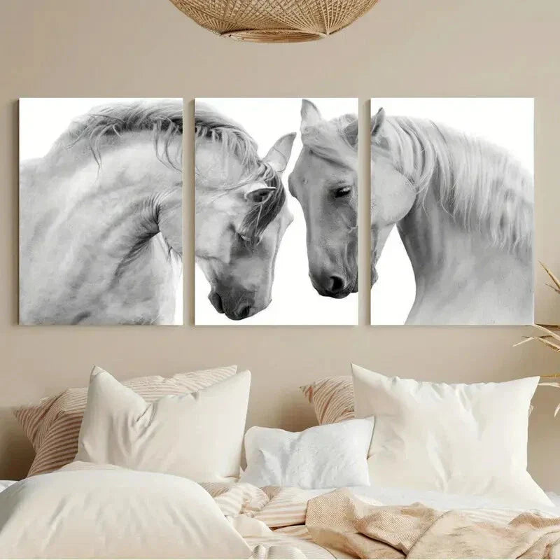 3pcs Modern & Traditional Style Elegant White Metal Print Ready to Hang Art