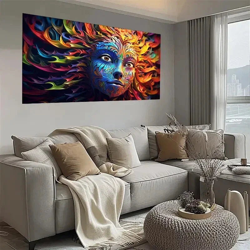 Abstract Face Wave Hair Wall Art wall canvas office home room framed 120x60cm