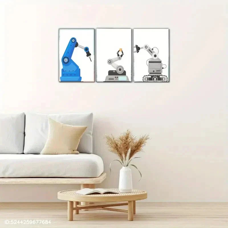 3pcs Robot Engineering Robot Robot Arm Metal Print Ready to Hang Art
