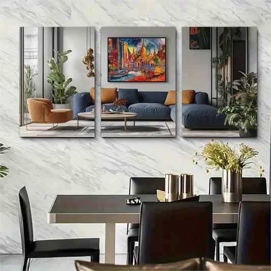 3pcs Vibrant Thailand Cityscape & Landmarks Metal Print Ready to Hang Art