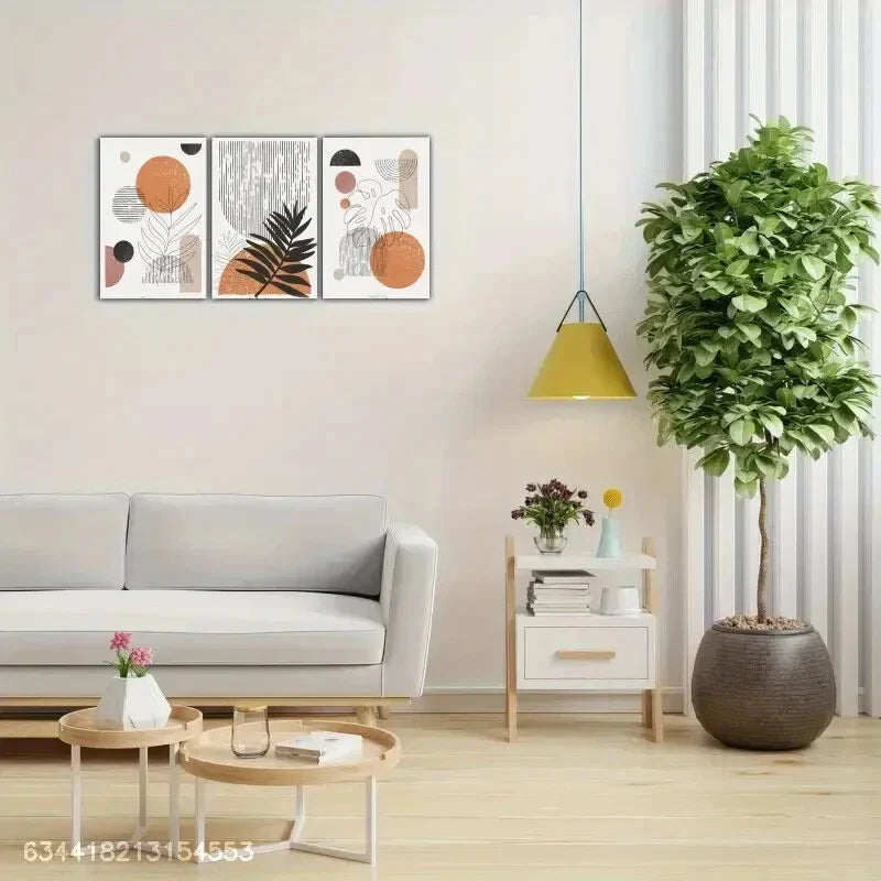 3pcs Geometric leaves Decoration Bauhaus Art Metal Print Ready to Hang Art