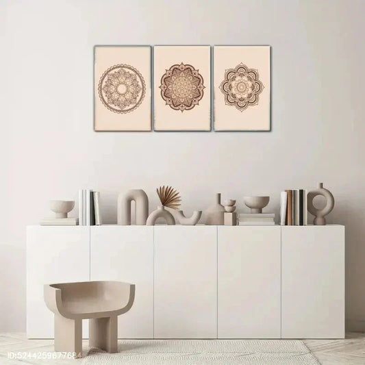 3pcs Expression Geometric Pattern Decorative Metal Print Ready to Hang Art