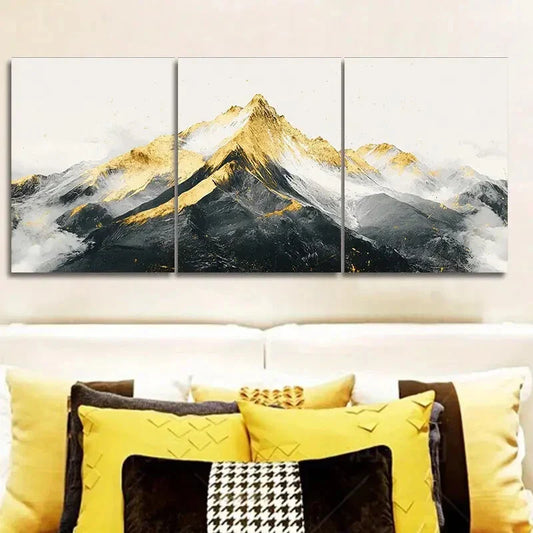 3pcs Golden and Silvery Mountains Painting Wall Art Set Canvas Framed 40x60cm - High Quality Print 100% Australian Made Wall Canvas Ready to Hang