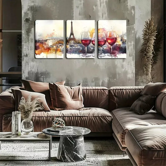3pcs Refreshing, with The Paris Iron Tower Wall Art Set Canvas Framed 40x60cm - High Quality Print 100% Australian Made Wall Canvas Ready to Hang
