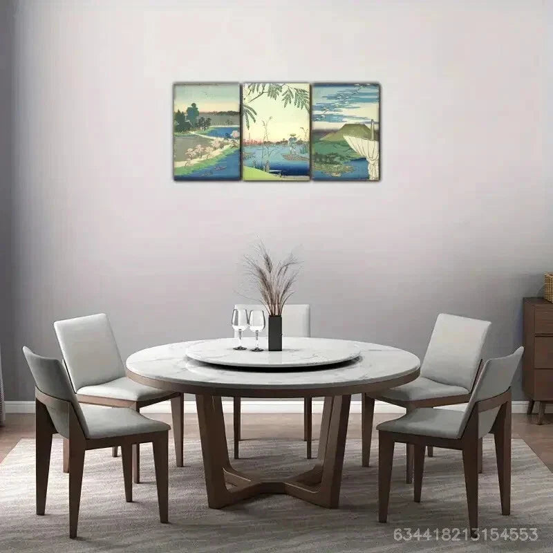3pcs Japanese Landscape Vibrant Mountain Scenes Metal Print Ready to Hang Art