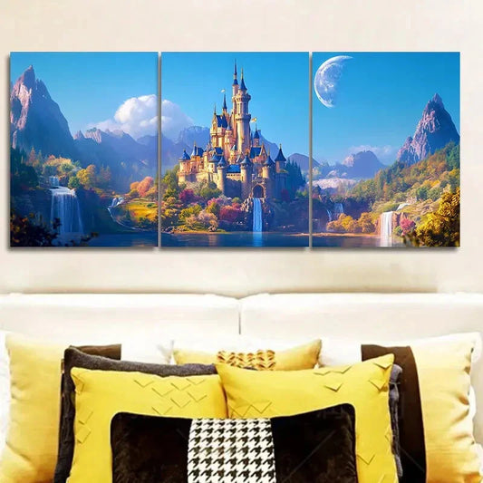 3pcs Charming old castle Wall Art Set Canvas Framed 40x60cm - High Quality Print 100% Australian Made Wall Canvas Ready to Hang