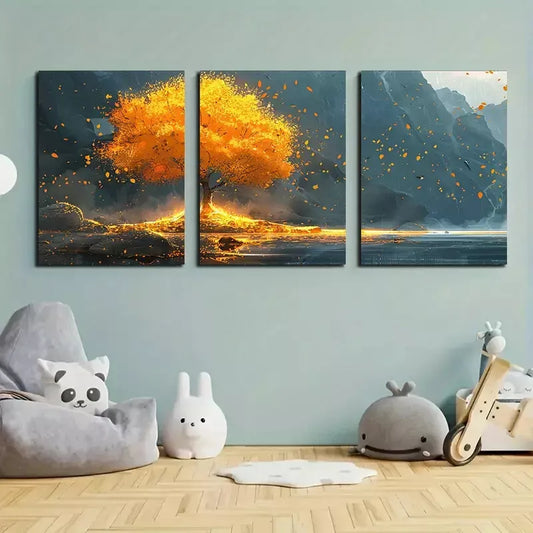 3pcs Beautiful Autumn & Mountain Canvas Framed 40x60cm - High Quality Print 100% Australian Made Wall Canvas Ready to Hang