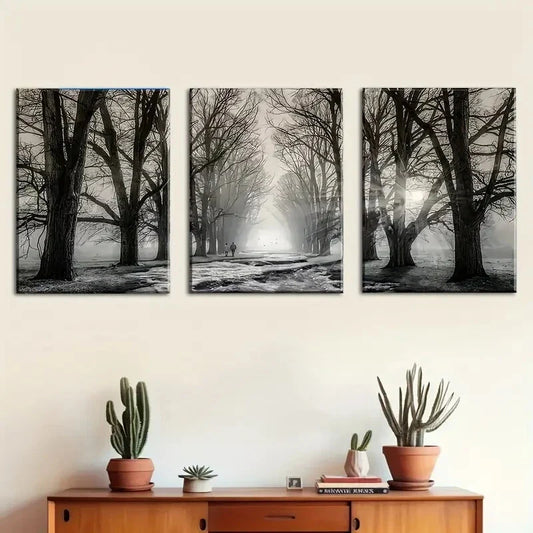 3pcs Forest Picture Tree Walk In The Forest Metal Print Ready to Hang Art