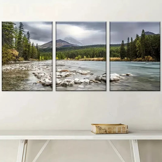 3pcs Modern Natural Forest Mountain Landscape Wall Art Set Canvas Framed 40x60cm - High Quality Print 100% Australian Made Wall Canvas Ready to Hang