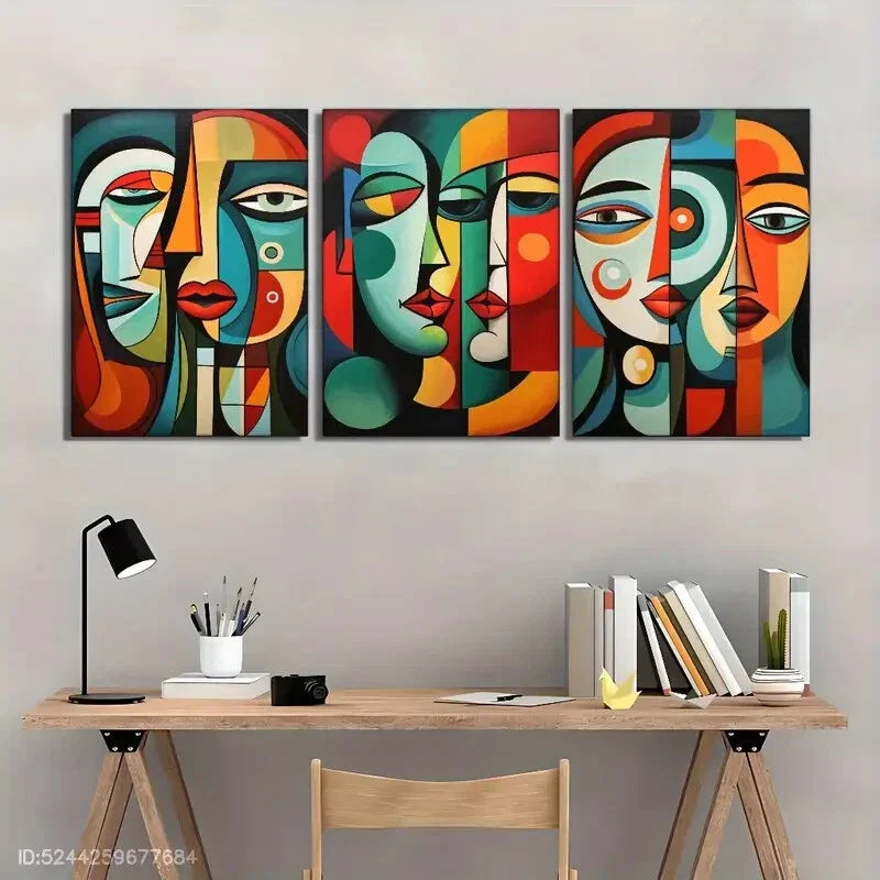 3pcs Female Portrait Art Poster Retro Style Poster Metal Print Ready to Hang Art
