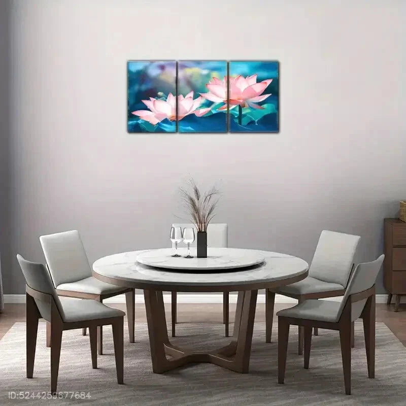 3pcs Versatile Spaces for Lotus Flower Mural Metal Print Ready to Hang Art
