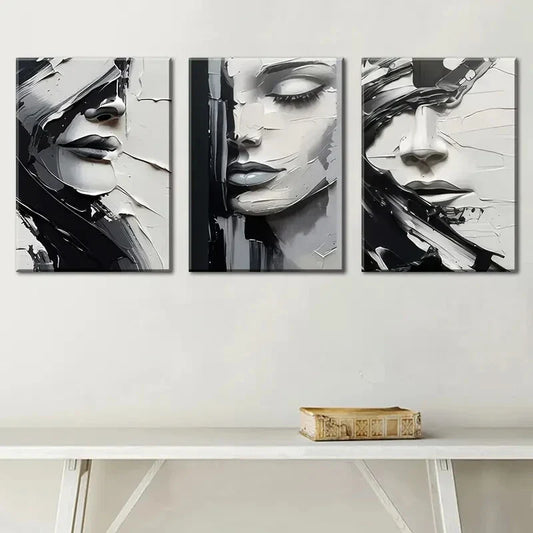 3pcs woman abstract art portrait Metal Print Ready to Hang Art
