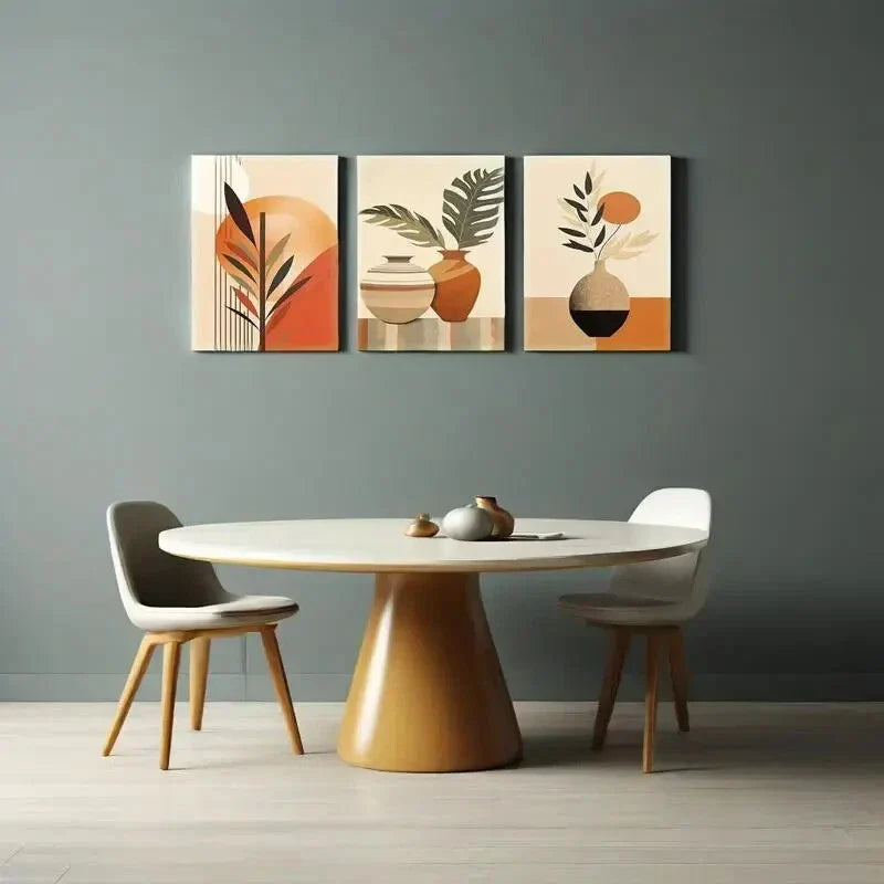 3pcs Bohemian Modern Abstract Geometric Metal Print Ready to Hang Art