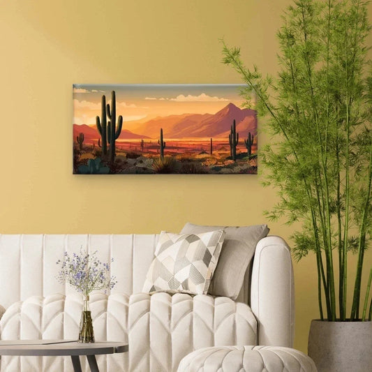 Sunset Desert Landscape Wall Art Canvas Office Home Room Framed 80x45cm
