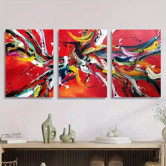 3pcs , Modern abstract oil painting decoration, Metal Print Ready to Hang Art