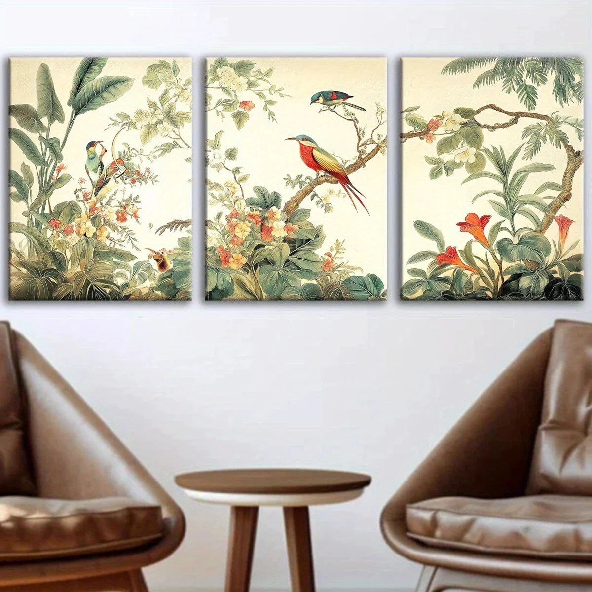3pcs Abstract Flowers And Birds Metal Print Ready to Hang Art