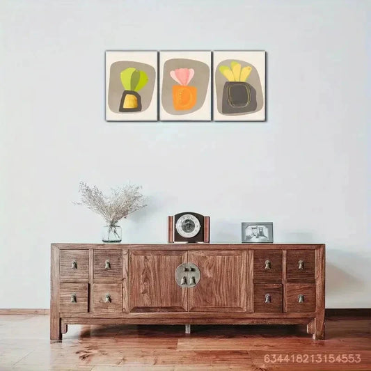 3pcs Abstract Botanical Art Decoration Poster Metal Print Ready to Hang Art