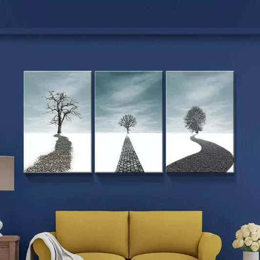 3pcs Winter Solitude Dead Tree Scenery Canvas Framed 40x60cm - High Quality Print 100% Australian Made Wall Canvas Ready to Hang