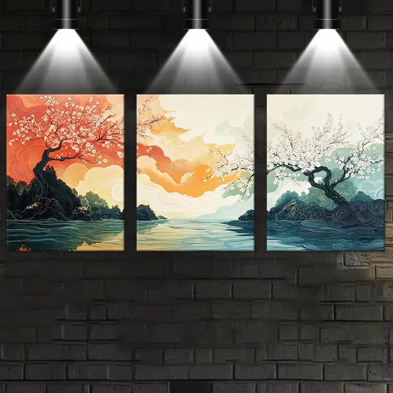 3pcs Colorful Beautiful Scenery Metal Print Ready to Hang Art