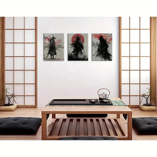 3pcs Armored Samurai Posters Metal Print Ready to Hang Art