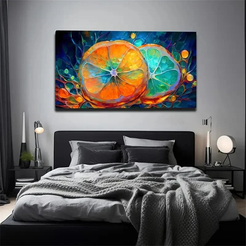 Impressive Orange Cut Wall Art Canvas Office Home Room Framed 80x45cm