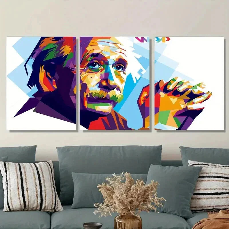 3pcs Vibrant Abstract Portrait Metal Print Ready to Hang Art
