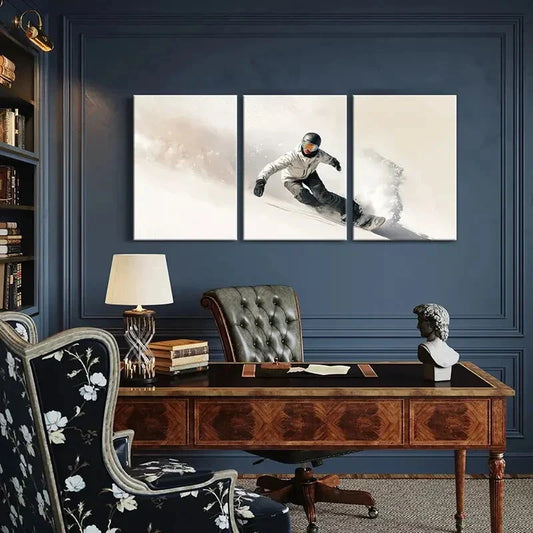 3pcs Snowboarder In Motion Dynamic Pose Metal Print Ready to Hang Art