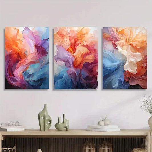 3pcs Artistic Ink Explosion, Texture Abstract Metal Print Ready to Hang Art
